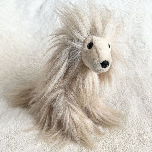 Aurora Purely Luxe Afghan Hound Dog Plush 10" Beige Tan Stuffed Animal Realistic - Picture 1 of 7